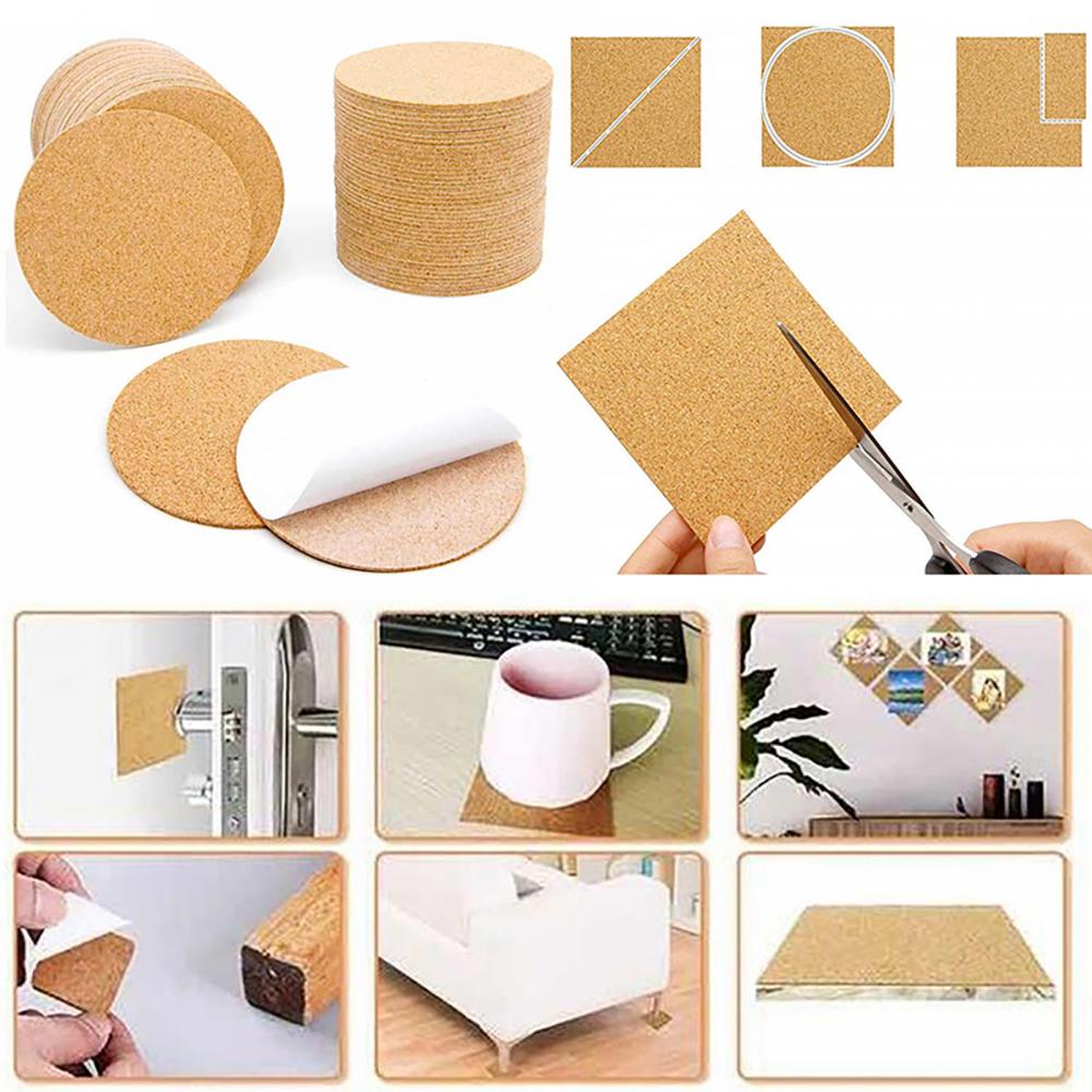 Home Bar Supplies - 10 個コルクコースター正方形コルクマット自己ステッカー DIY 裏シートホームバー用コースターと DIY 工芸品用品
