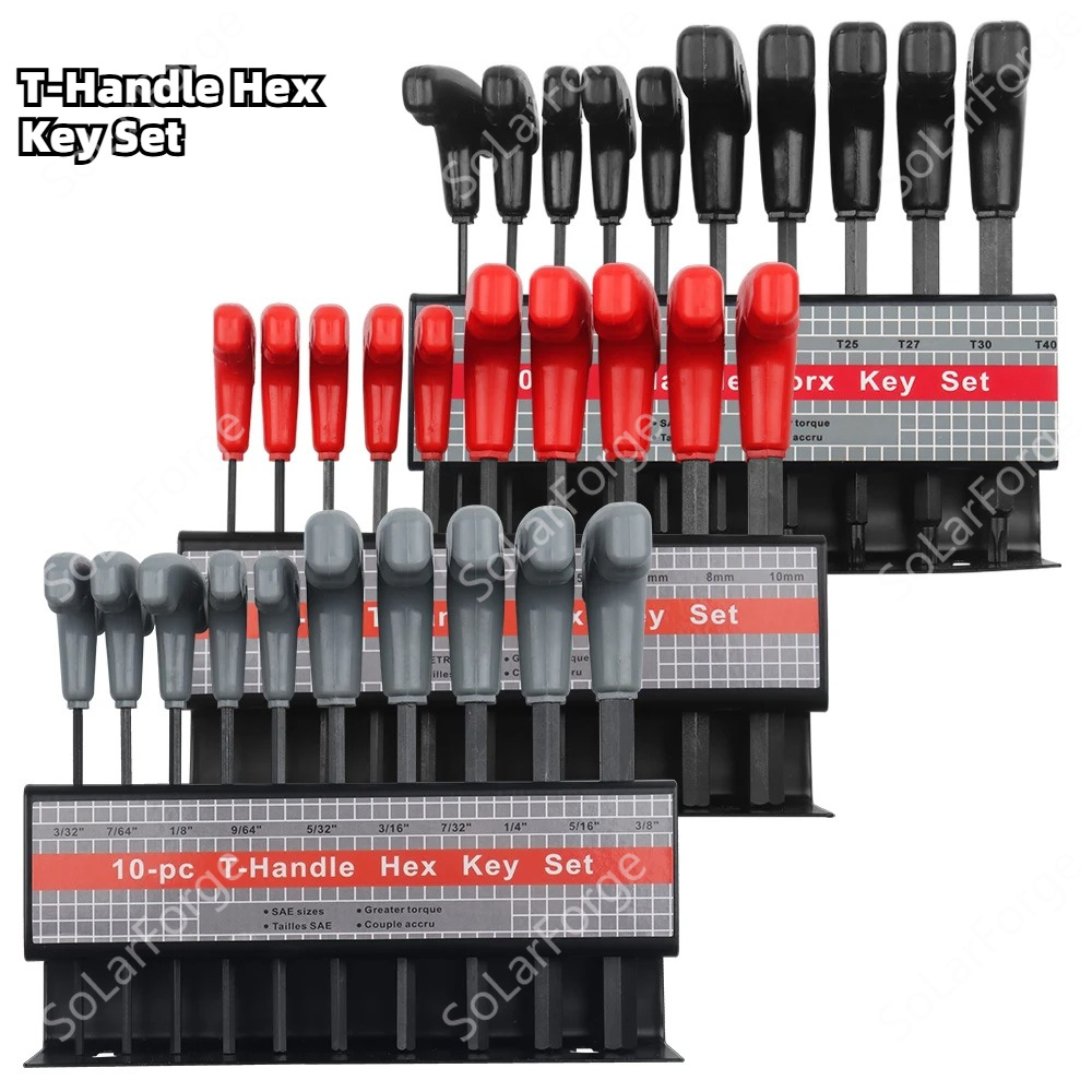 Home Bar Supplies - 10個入り メートル法またはインチ法 T型六角レンチセット、またはトルクス T型六角レンチセット バイク/自動車修理工具用