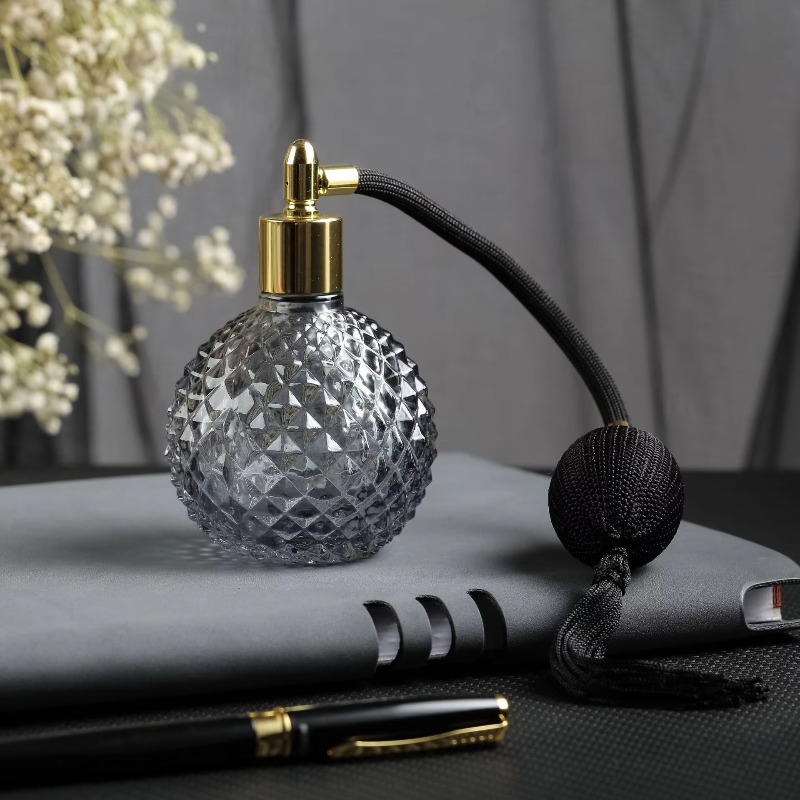 Bitters Bottle Set - 香水アトマイザー用ロングタッセルスプレービターボトル、エアバッグ付きバーウェア、100mlクリスタルアートヴィンテージスタイル空詰め替え可能
