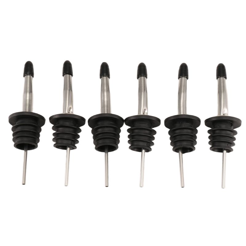 Speed Pourer Cap - 6個入りステンレス製注ぎ口、スピードポアラー、酒瓶用注ぎ口、酢用テーパー型ストッパースパウト、密閉式ダストキャップ付き