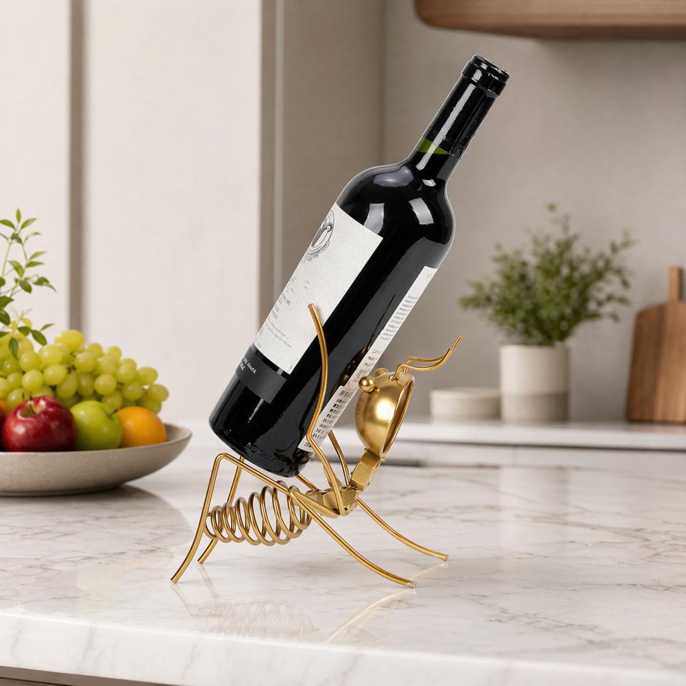 Home Bar Stand - 頑丈な金属製ワインスタンド、ユニークなワインボトルホルダー、金属製アリ型ワインラック、ボトルホルダー、レトロアートスタンド、家庭用キッチンバーデコレーション用
