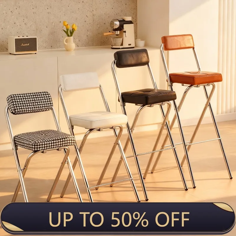 Home Bar Seating - 45/55/65/75cm バースツール 背もたれ付き 折りたたみ式 ハイチェア 人間工学に基づいたキッチンスツール