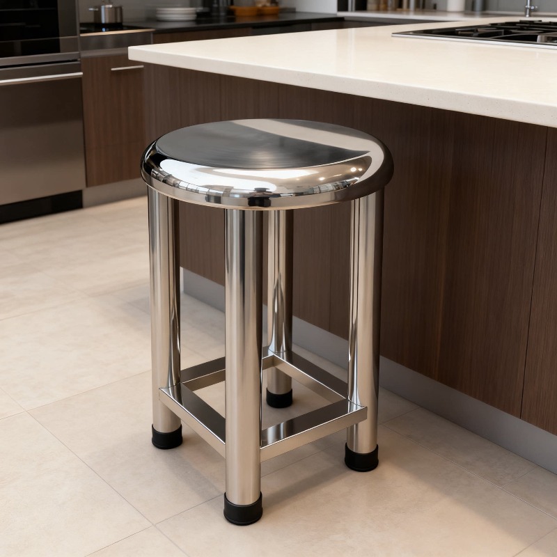 Home Bar Stools - 304 ステンレス鋼ラウンドスツールヘビーデューティ金属製ダイニングシートキッチン用防錆バースツール家庭用耐久性のあるレストランスツール