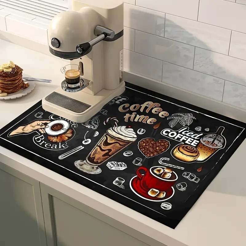 コーヒーマット吸収マットキッチン滑り止め排水コーヒー皿乾燥速 - Bar Mat Rubber のレビューと価格