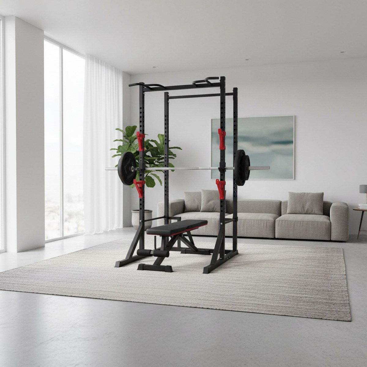 調整可能なパワーラック、懸垂バー付きホームジムスクワットスタ - Home Bar And Gym のレビューと価格
