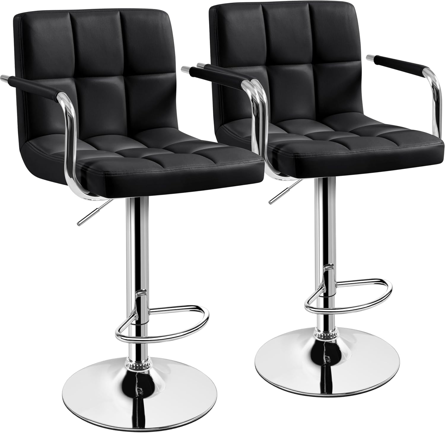 バースツール 2 個セット、PU レザー高さ調節可能な回転バ - Home Bar Stools のレビューと価格