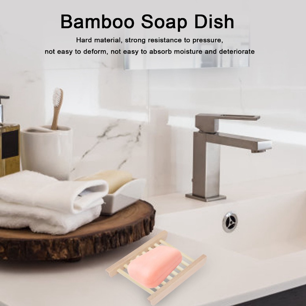 5 個天然木製ソープディッシュ自己排水木製カラーソープホルダ - Home Bar Supplies のレビューと価格