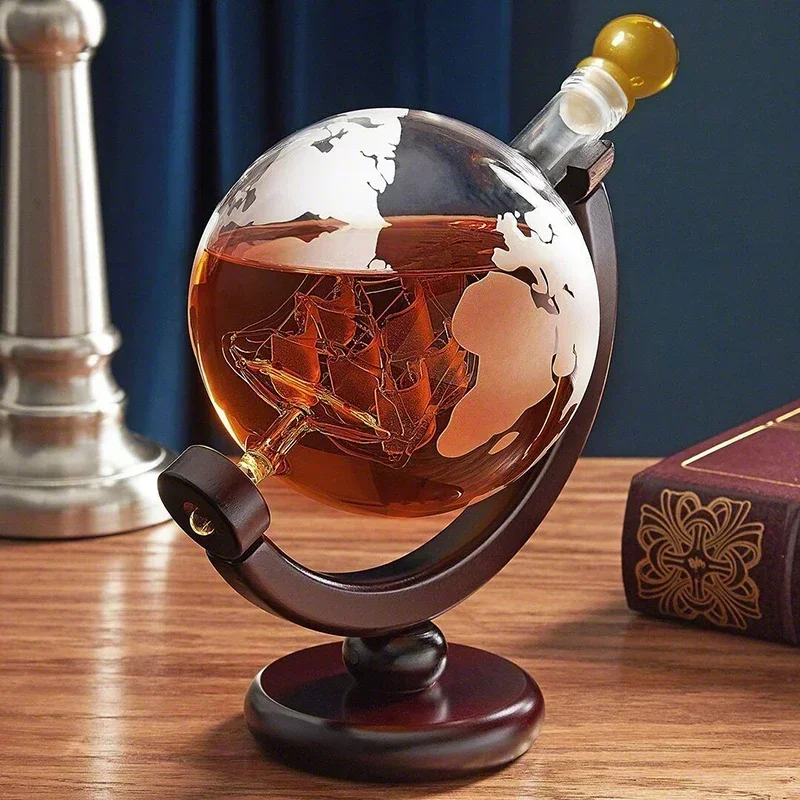 クリエイティブな地球のディテール,鉛フリーのカラフ,絶妙な木 - Decanter Globe Set のレビューと価格