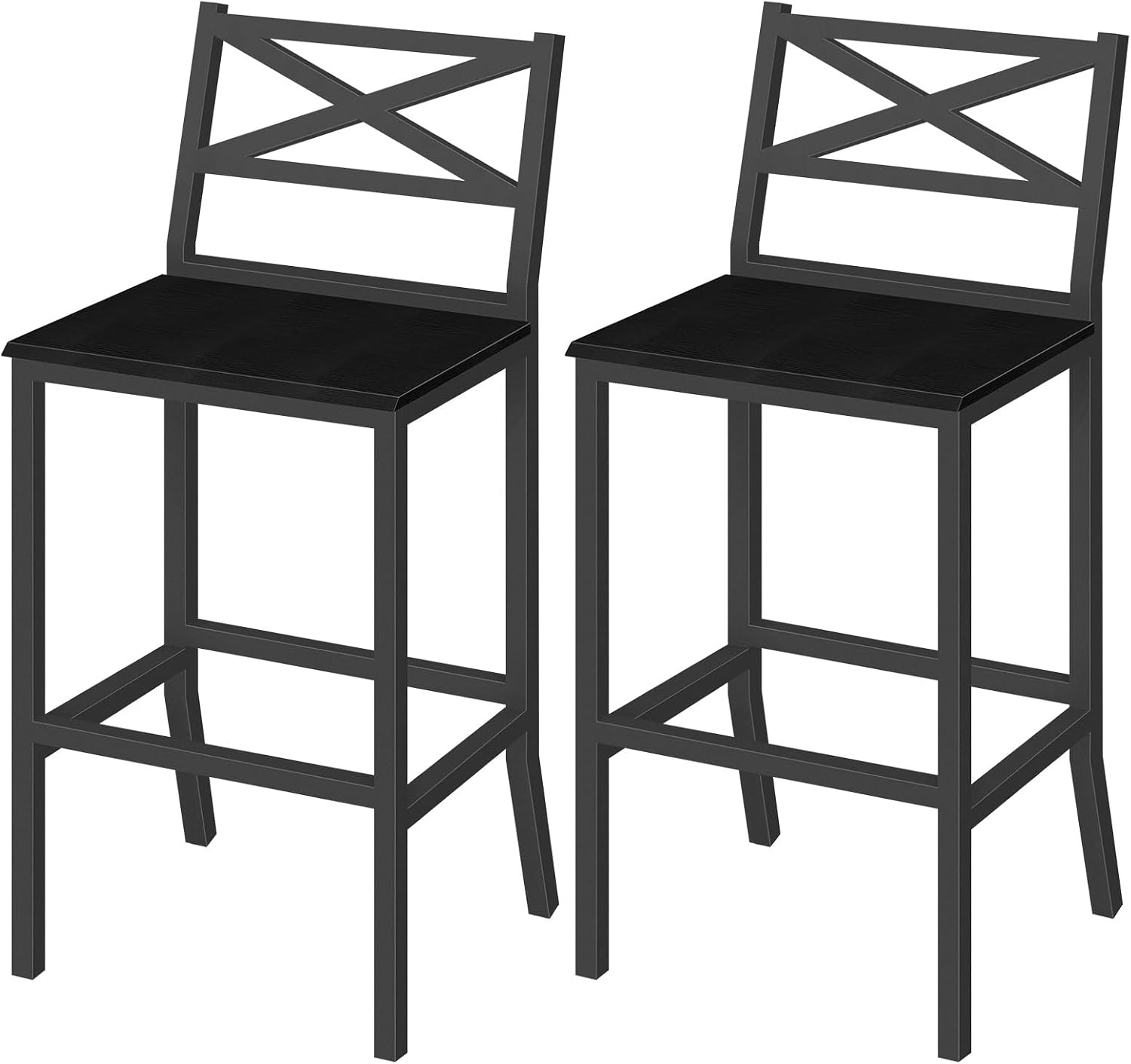 バースツール、背もたれとフットレスト付きバーチェア2脚セット - Home Bar Stools のレビューと価格