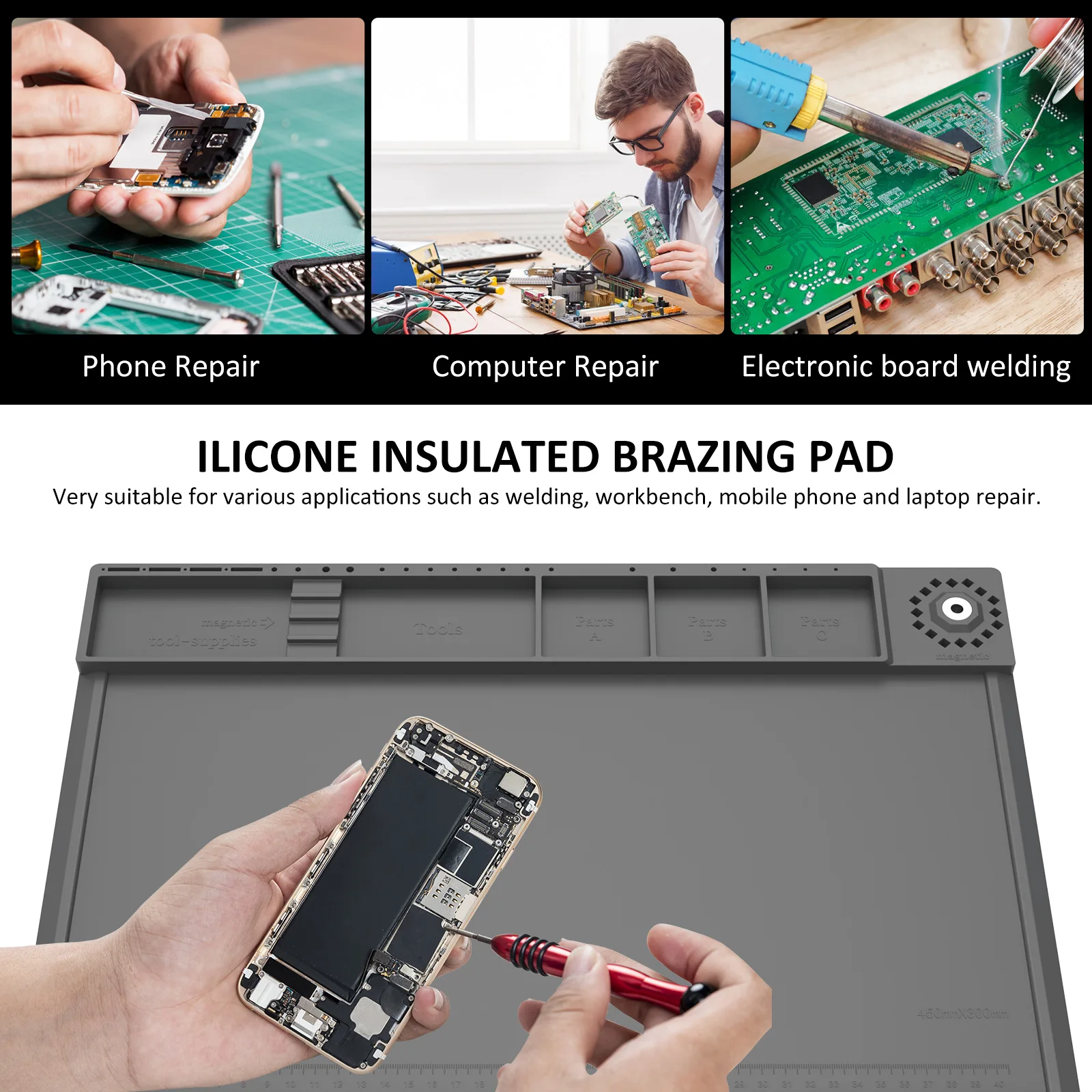 はんだ付けステーションマット シリコン作業修理パッド 932 - Bar Mat Rubber のレビューと価格