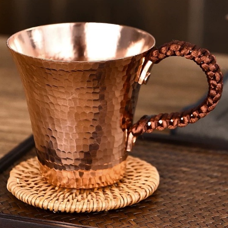 ヴィンテージ純銅マグ、手作りハンマーテクスチャ織りハンドル朝 - Mule Copper Mug のレビューと価格