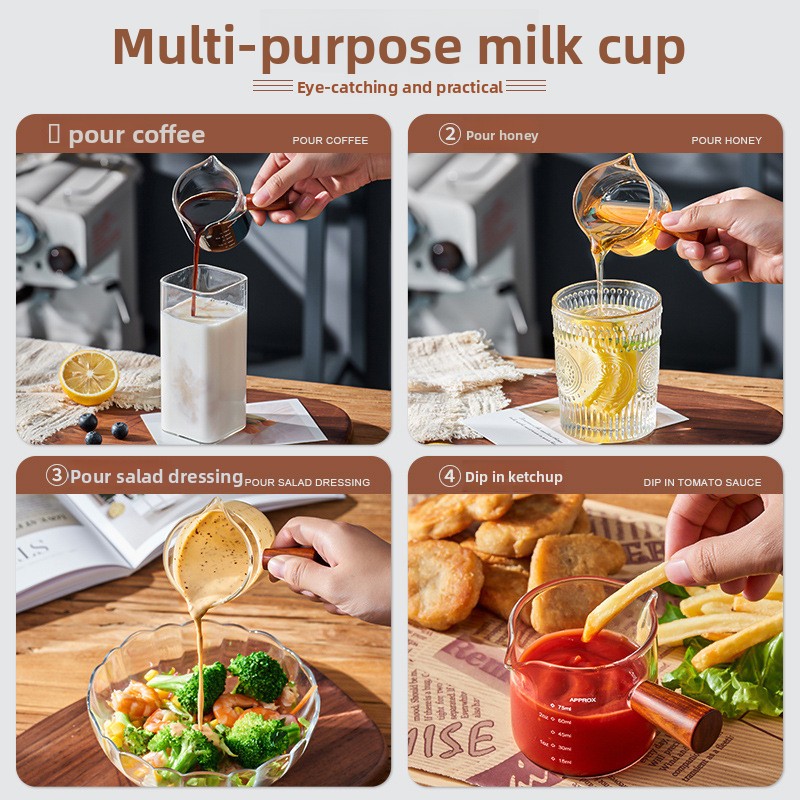 耐熱ガラス製計量カップ 木製ハンドル ミニピッチャー エスプ - Home Bar And Kitchen のレビューと価格