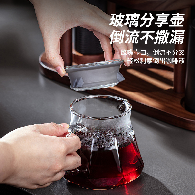 ガラス製コーヒーサーバー、プアオーバーコーヒーセット、木製ド - Home Bar Stand のレビューと価格