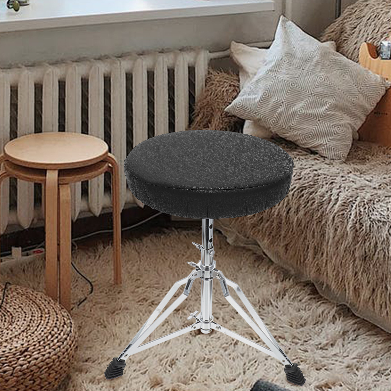 丸型スツールカバー ブラック 伸縮性 厚手 バースツールシー - Home Bar Stools のレビューと価格