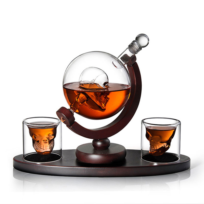 スカルグローブウイスキーデカンターセット、高品質シリコンガラ - Decanter Globe Set のレビューと価格